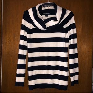 French Connection Navy & Cream Slouchy Cowl Turtleneck Sweater - size small